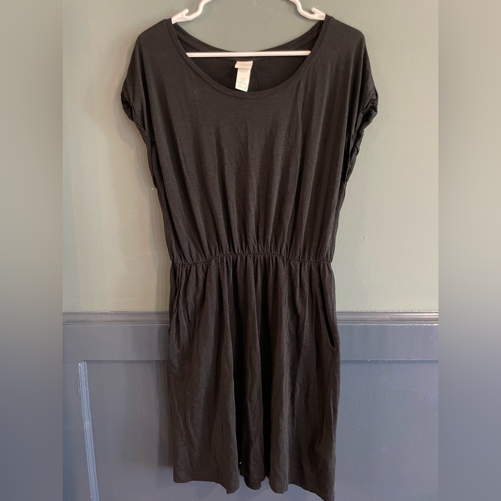 H&M Black Casual Mini Sundress with Dolman Sleeves